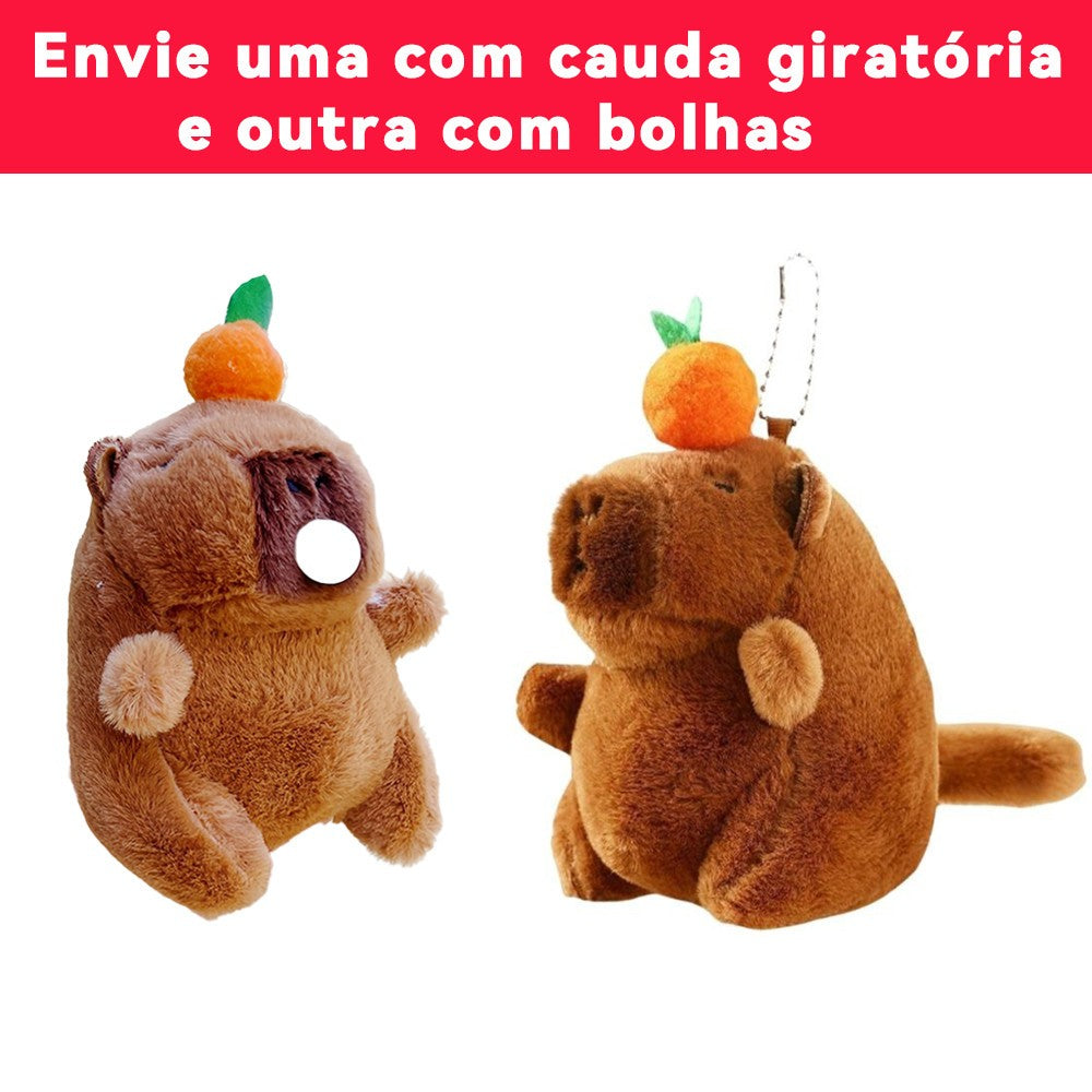 Capivara de Pelúcia Interativa com Efeito de Bolhas e Som, Design Fofo para Alív