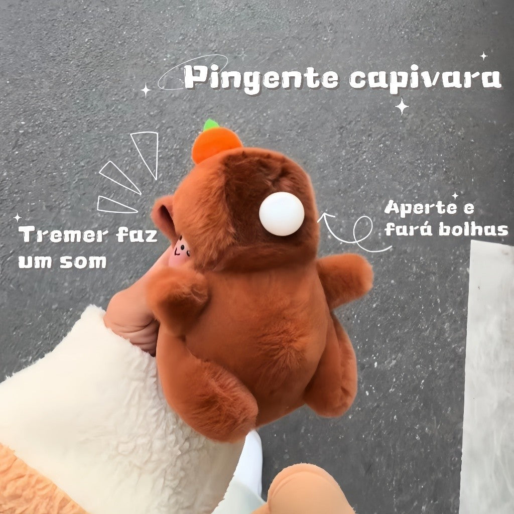 Capivara de Pelúcia Interativa com Efeito de Bolhas e Som, Design Fofo para Alív